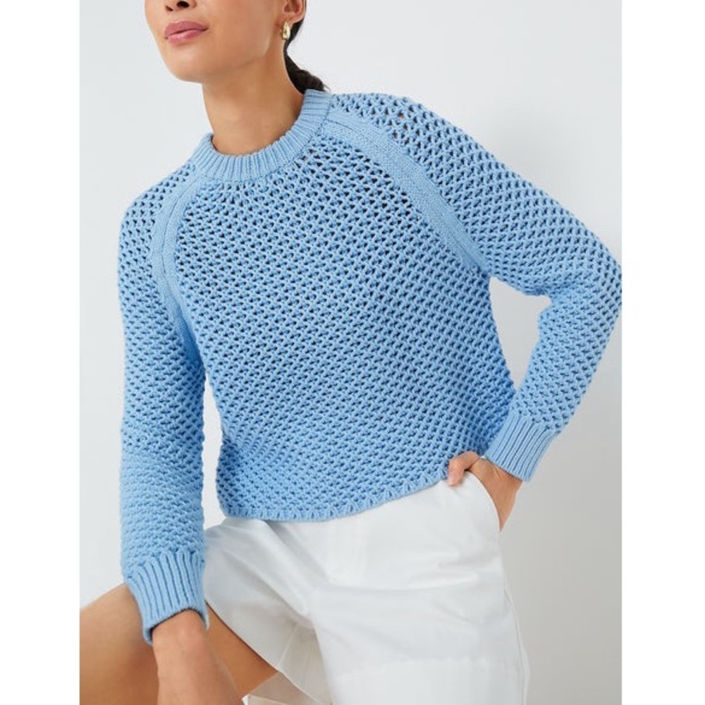 TUCKERNUCK Corsica Blue Crochet Knit Annette Sweater
